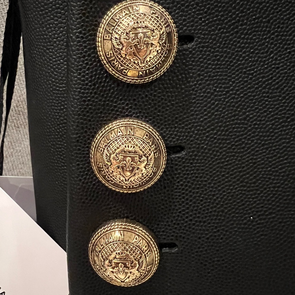 New Balmain black leather gold button embleme bag - Picture 5 of 13
